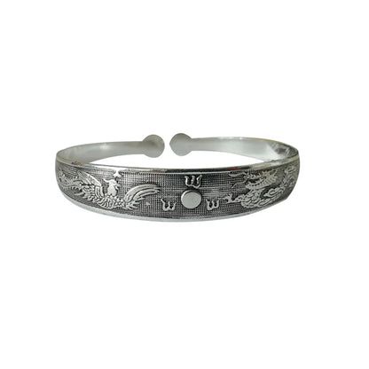 New Retro Cuff Bracelets Tibetan Silver Metal Carving Fish Elephant Flower Bangles Vintage Gypsy Jewelry Female Gifts