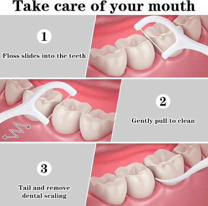 50-1000pcs Portable Dental Floss Pick Bow Shaped Super Thin Dental Floss Clean Between Teeth Interdental Brush Oral Hygiene Care