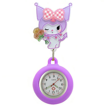 MINISO Nurse Doctor Hospital Medical Workers Lovely Cat Dog Health Care Hang Clip Badge Reel Pocket Watches Retractable Clock
