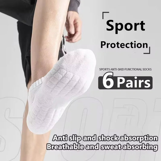 6 Pairs Moisture Wicking Sports Socks with Cushioned Bottoms Perfect for Running and Professional Sports