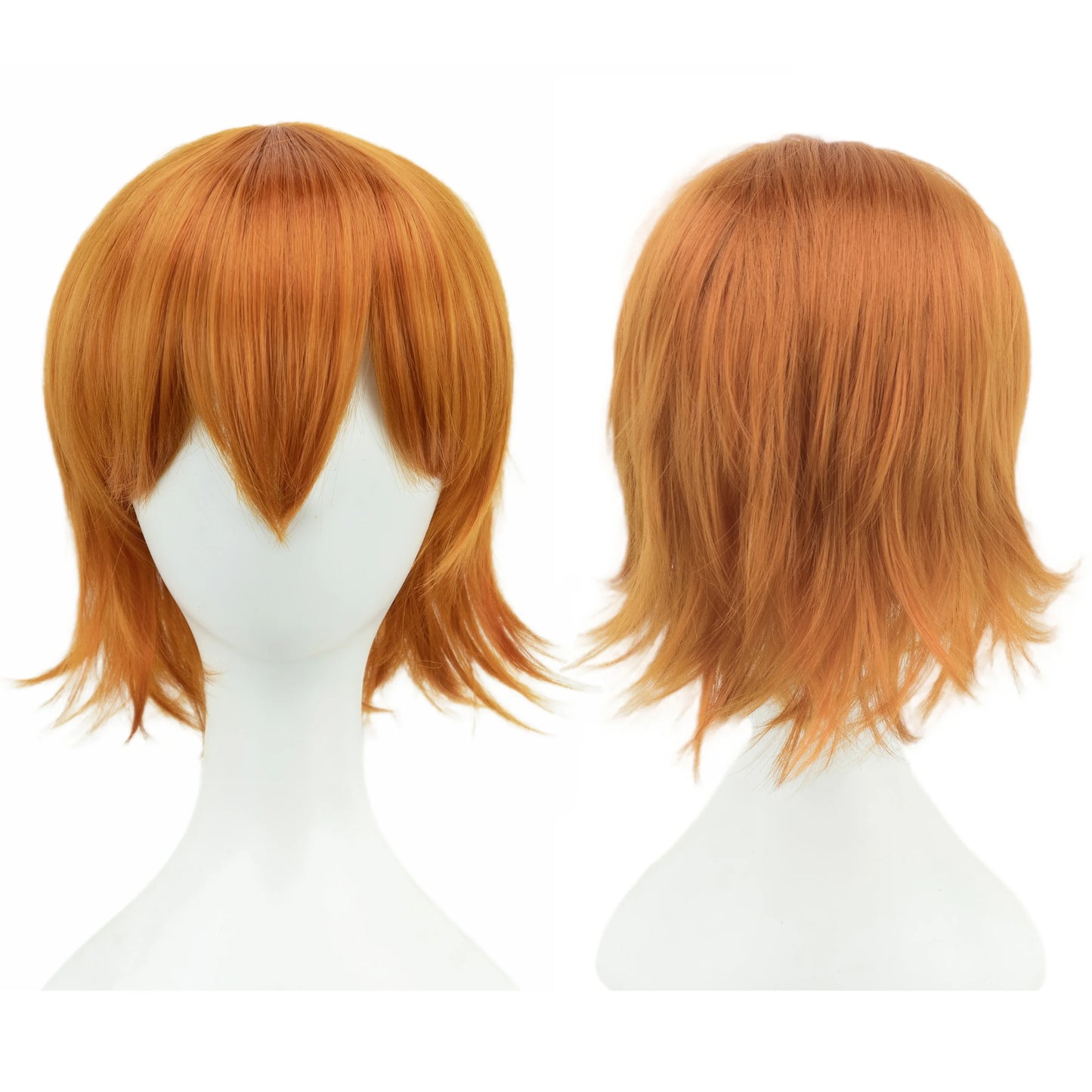 Synthetic Unisex 12 Inches Short Cosplay Hair Party BOB Wigs with Bangs Pink Blonde Orange Halloween Costume Lolita Wig
