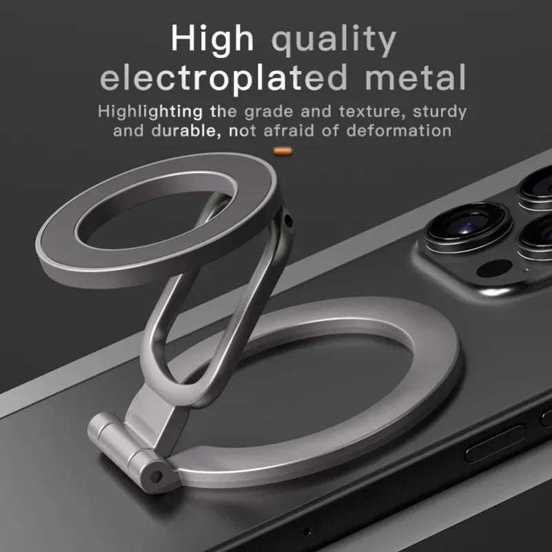 Double-Sided Holder Foldable 360?? Rotating Stand with Strong Magnet & Finger Grip Suppor