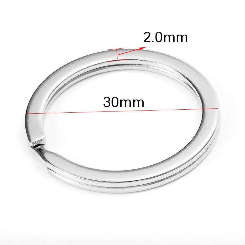 20pcs Stainless Steel Key Rings 20/25/28/30/35mm Round Flat Line Split Rings Keyring for Jewelry Making Keychain DIY Findings