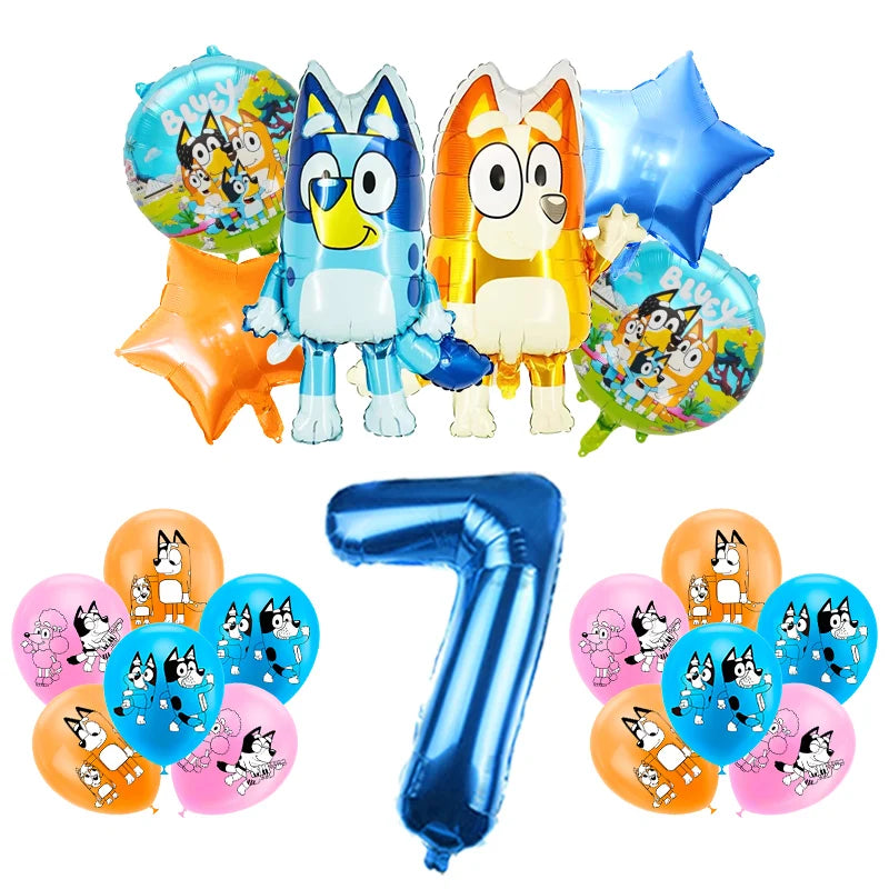 New Bluey Birthday Party Decoration Latex Balloons Bingo Aluminum Film Balloon Disposable Tableware Kids Event Supplies Backdrop