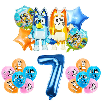 New Bluey Birthday Party Decoration Latex Balloons Bingo Aluminum Film Balloon Disposable Tableware Kids Event Supplies Backdrop