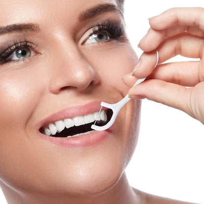 50-1000pcs Portable Dental Floss Pick Bow Shaped Super Thin Dental Floss Clean Between Teeth Interdental Brush Oral Hygiene Care