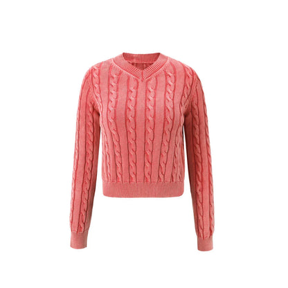 AP 2026 Women Washed Sweater Autumn and Winter Cable Sweater Stretch Skirt and Fashion Leather Skirt