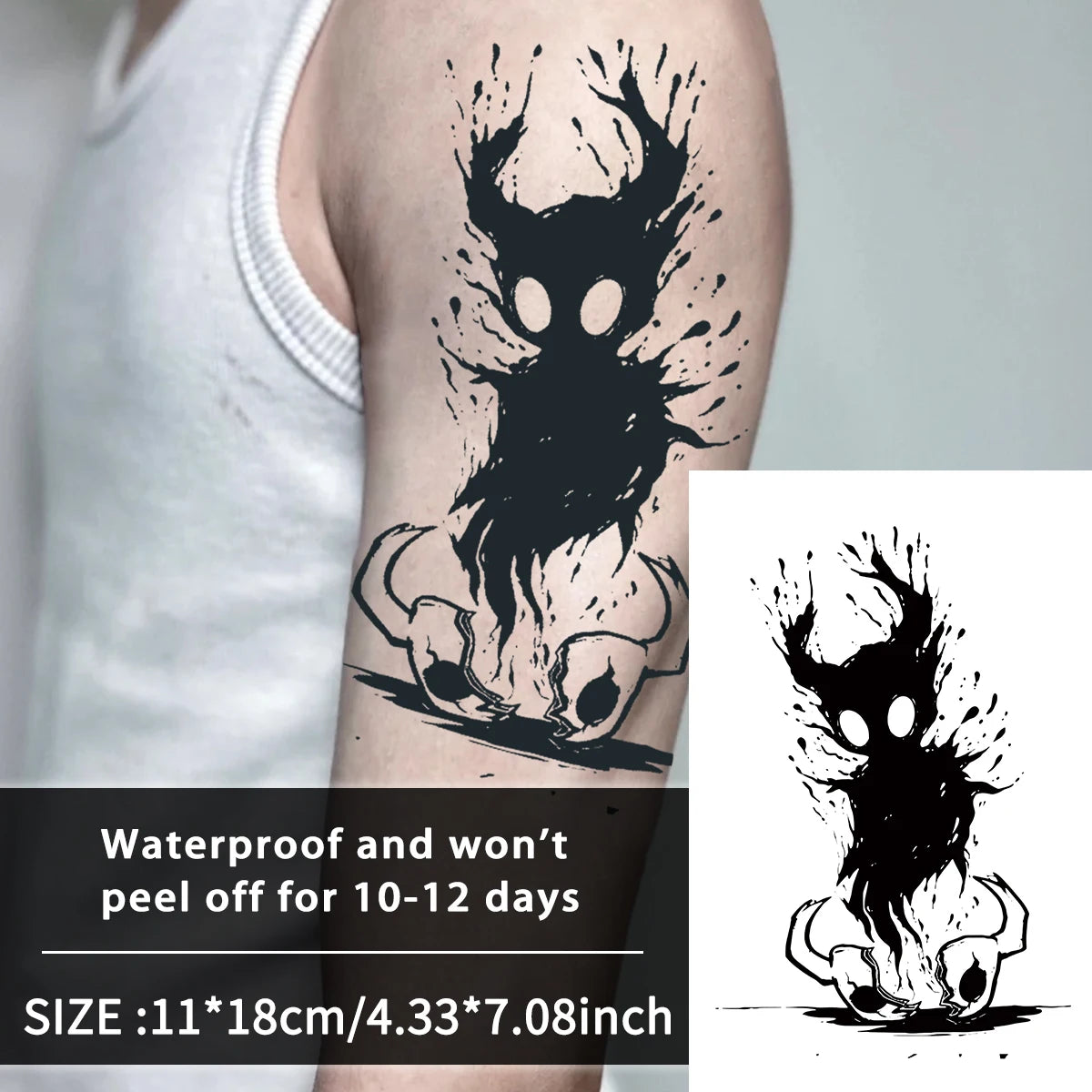 1Pc Monster Waterproof Temporary Tattoo Stickers, Long-lasting Waterproof for One to Two Weeks, For Arm, Leg.