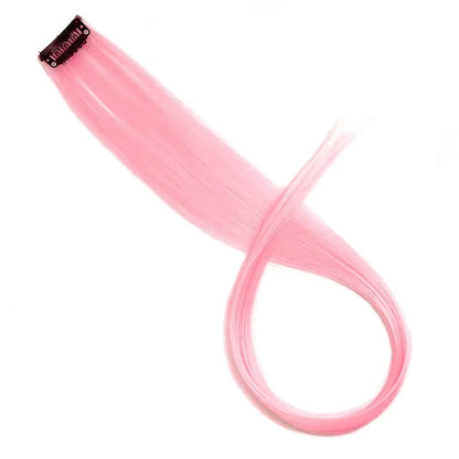 5PCS 22Inch Synthetic Long Straight Hair Clips Rainbow Hair Extension Colored Red Green Blue Hairpiece for Women