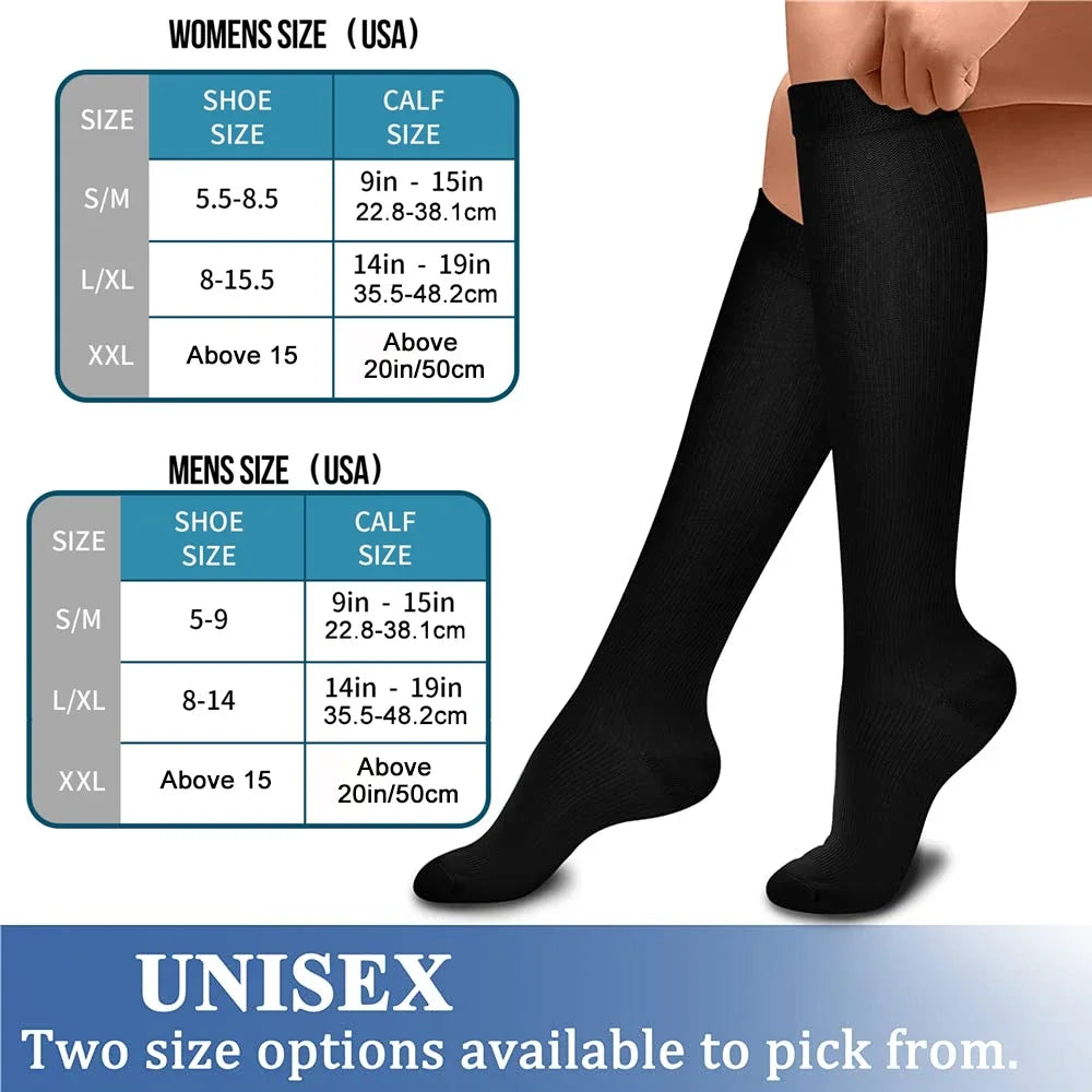 1Pair Copper Fiber Compression Socks Men's Women's Outdoor Sports Socks Happy Interesting Nylon Varicose Veins Diabetes Fitness