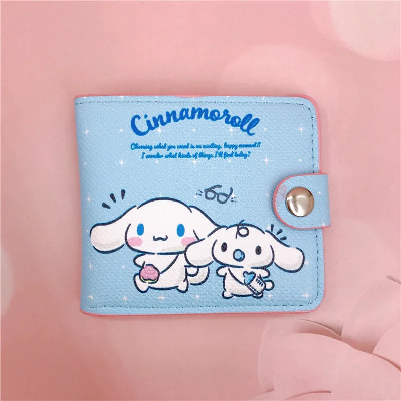 Sanrio Hello Kitty Cinnamoroll My Melody Kuromi New Pu Casual Money Bag Coin Purse Card package Wallet With Buttons ?