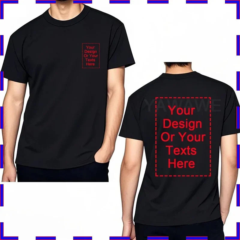 Your Design Here T Shirts Cotton Custom T-Shirt Make Your Design Logo Text for Men and Women Personalized Tshirt Summer Presents
