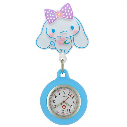 MINISO Nurse Doctor Hospital Medical Workers Lovely Cat Dog Health Care Hang Clip Badge Reel Pocket Watches Retractable Clock