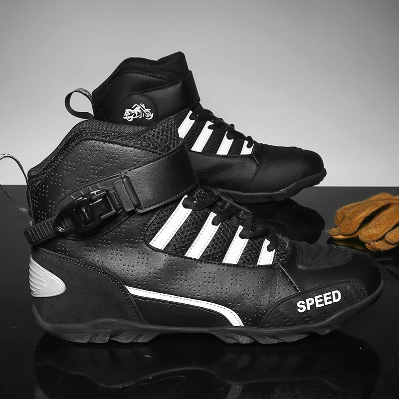 New Motorcycle Boots Men Leather Motos Breathable Anti Slip Wear-resistant Riders Boots Motorbike Racing Ankle Length Shoes