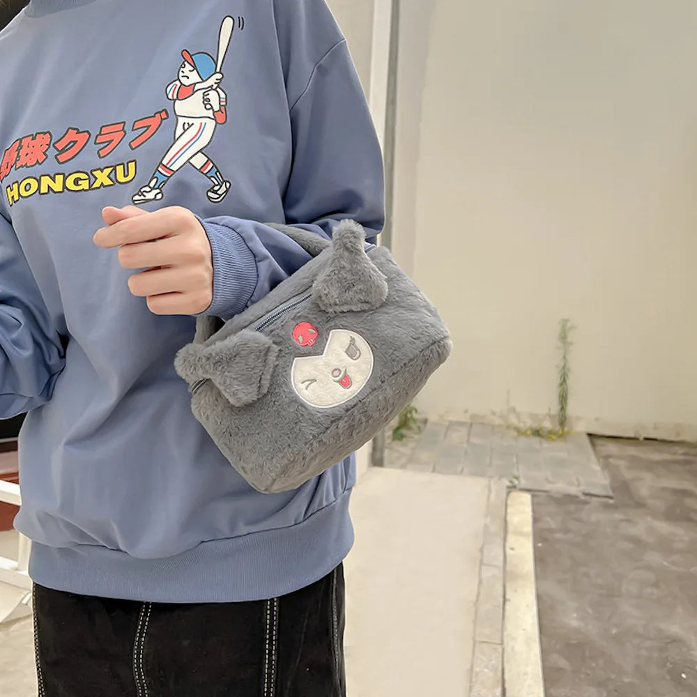 New Kawaii Sanrio Kuromi MyMelody Kirby Cartoon Anime Plush Bag Cute Handbag Cosmetics Bag Sundries Storage Case Girl Gift