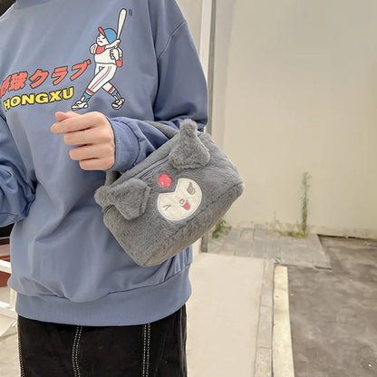 New Kawaii Sanrio Kuromi MyMelody Kirby Cartoon Anime Plush Bag Cute Handbag Cosmetics Bag Sundries Storage Case Girl Gift