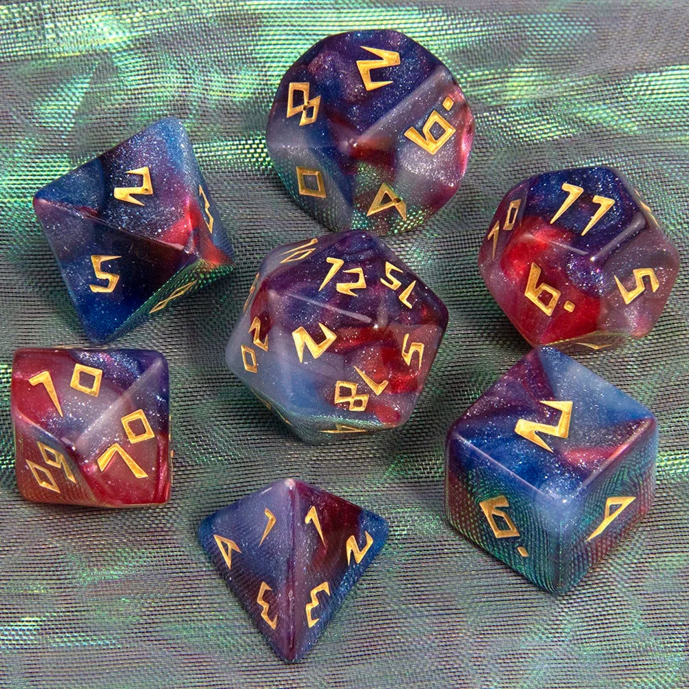 DND Polyhedral Dice Set - 7 Pieces Acrylic Mixed Colour Glitter Games Dice  for Souvenirst Entertainment RPG Board Game