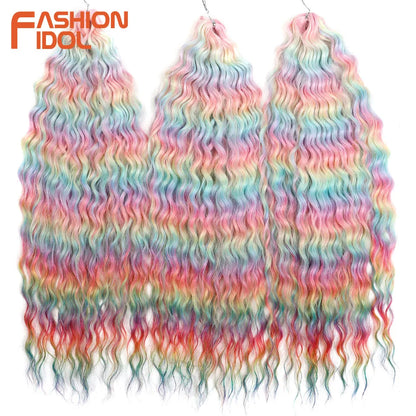 Ariel Hair Synthetic Twist Crochet Curly Hair 24 Inch Water Wave Braid Hair Ombre Blonde Brown Deep Wave Braiding Hair Extension