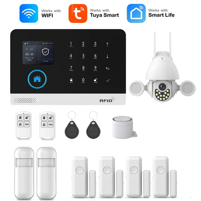 MULO Alarm System For Home Burglar Security 433MHz GSM  Home alarm Wireless PG103 WiFi Alarma Tuya Smart App Work With Alexa
