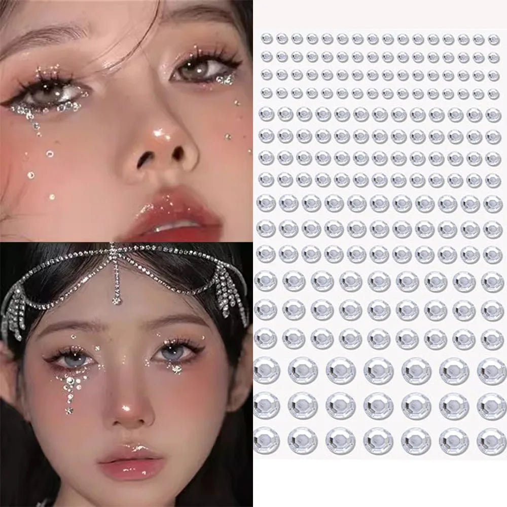 1Pcs Face Diamond Gem Sticker 5D Colorful Rhinestone Tattoo Eyeshadow Stickers fo Festival Nail Body Makeup Bling Jewel DIY Deco