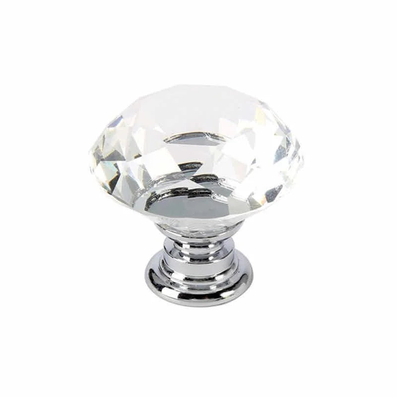 10Pcs/set 30mm Diamond Shape Design Crystal Glass Knobs Cupboard Drawer Pull Kitchen Cabinet Door Wardrobe Handles Hardware
