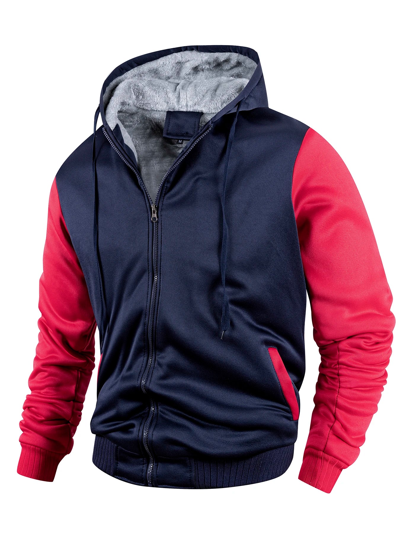 Men Color-Splicing Jacket Winter Warm Fleece Hoodies Outdoor Sports Windproof Baseball Uniform Male Fashion Zipper Thicken Coats