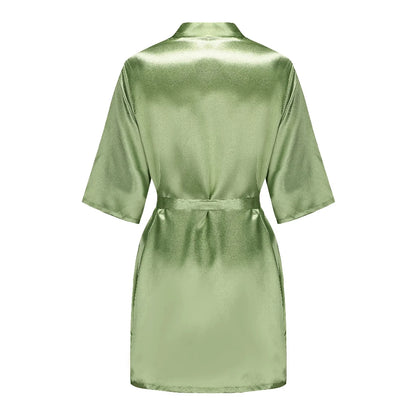 Satin Silk Robes Plus Size Wedding Bathrobe Bride Bridesmaid Mother Maid of Honor Gown Women Clothing Sleepwear Sage Green