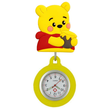 MINISO Cartoon Women Mens Nurse Doctor Students Mouse Bear Duck Lovely Retractable Badge Reel Clip Pocket Watches Clock Gifts