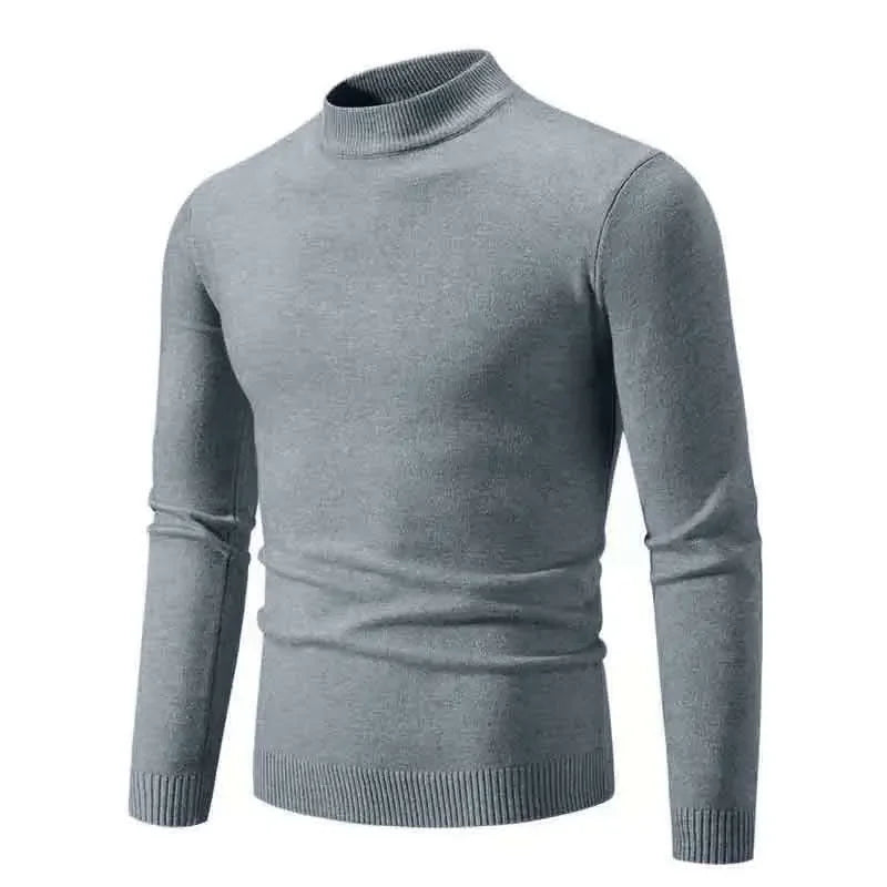 Half Turtleneck Knitwear Sweater New Autumn/Winter Mock Neck Sweatshirts Solid Color Pullovers Man Brand Casual Mens Clothing