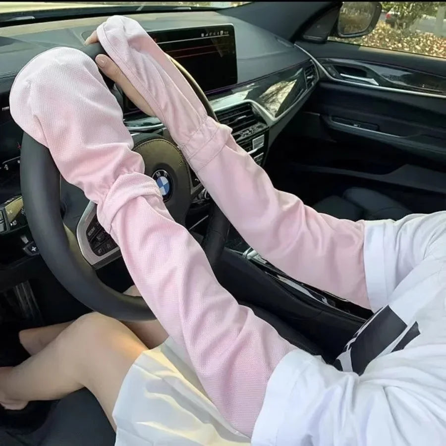 Ice Anti-sunburn Sleeve Summer UV Solar Arm Sleeves Women's Driving Sun Protection Long Sleeve Anti-UV Cycling Sleeves Loose