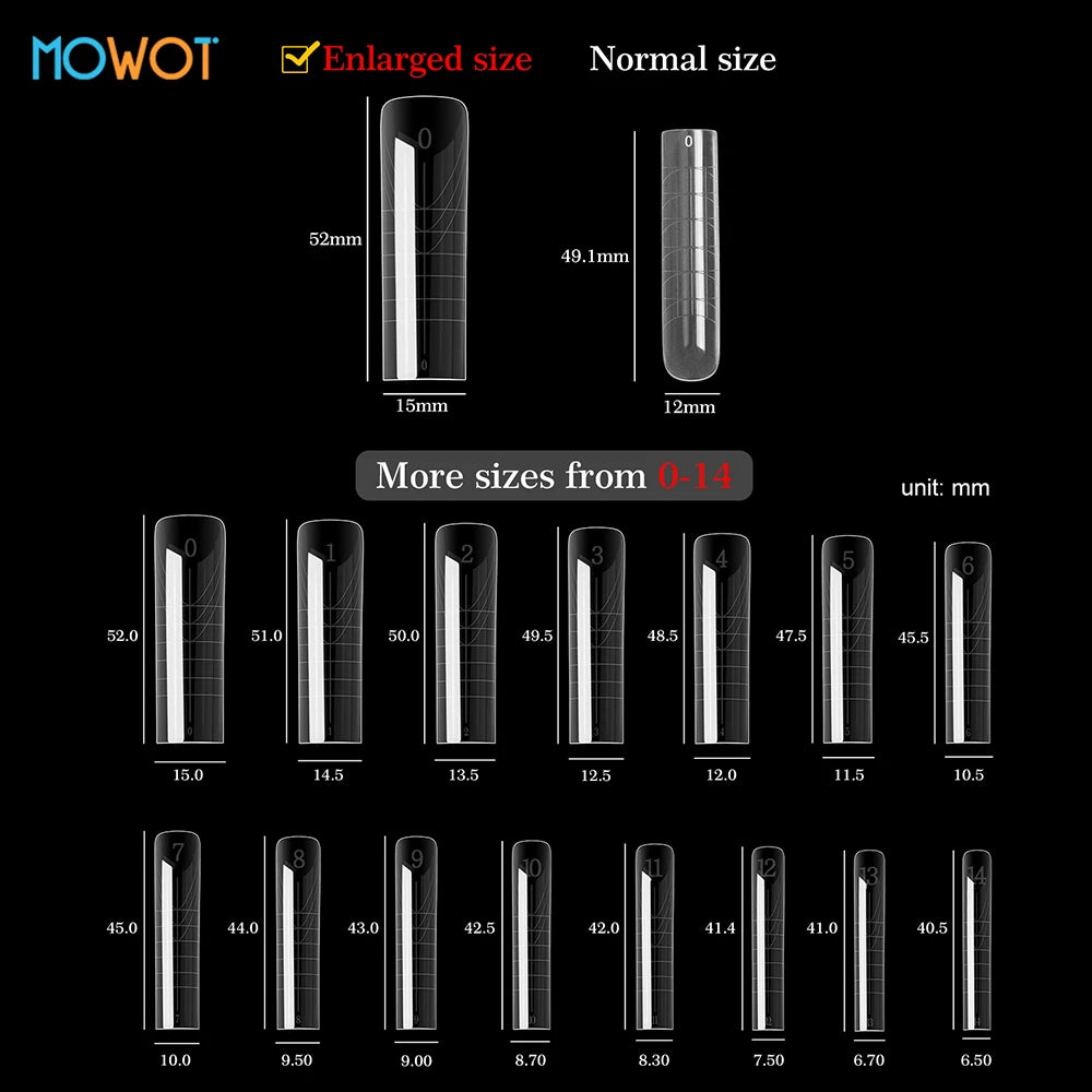 MOWOT New Square Dual Nail Form Extension False Nail Tips Quick Building Gel Molds Full Cover Large Size Acrylic Nail Top Forms