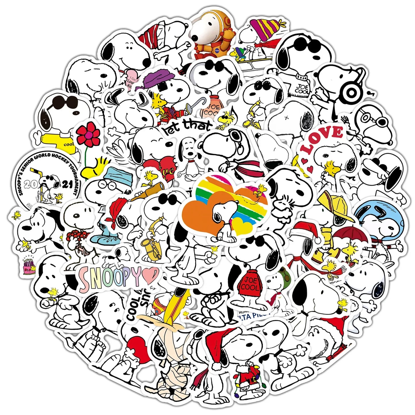 50Pcs Cartoon SnoopyDog Stickers for Kids Laptop Skateboard Graffiti Skateboard Laptop Water Bottle Motorcycle Sticker Toy Decal
