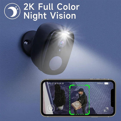 Security Cameras Wireless Outdoor 2K Battery Powered WiFi Camera AI Motion Siren Spotlight Color Night Vision IP66 Waterproof