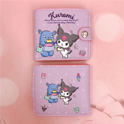 Sanrio Hello Kitty Cinnamoroll My Melody Kuromi New Pu Casual Money Bag Coin Purse Card package Wallet With Buttons ?