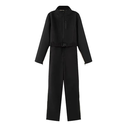 2025 Women's Elegant Skateboard One-piece Fleece Ski Bodysuit Female Long Sleeve Waterproof Windproof Patchwork Skiing Jumpsuits