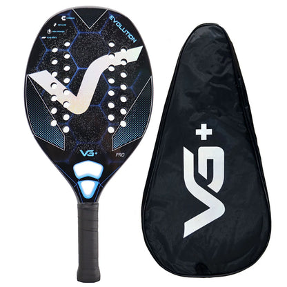Beach Tennis Racket Kevlar/12K/Carbon with Shiny 3D Surface Non-slip Grip Handle for Beach Sports and Practie with Cover Bag