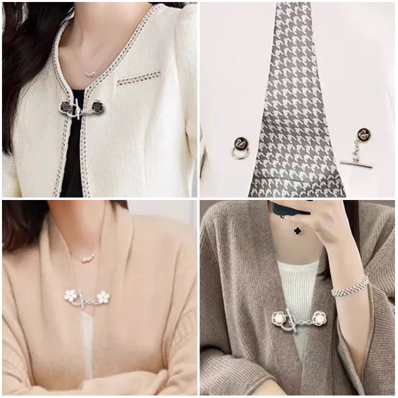 5sets Metal OT Button Up Clothes With No Sewing, Mother Button Up, Coat, Sweater, Cardigan, Women's Decorative Brooch Button