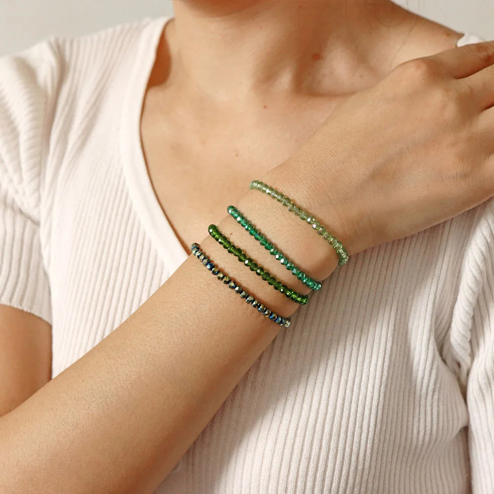 Fashionable 4 Piece Beaded Bracelet Set for Women Colored Crystal Glass Multi-Layered Beaded Bracelet Women's Charm Bracelet