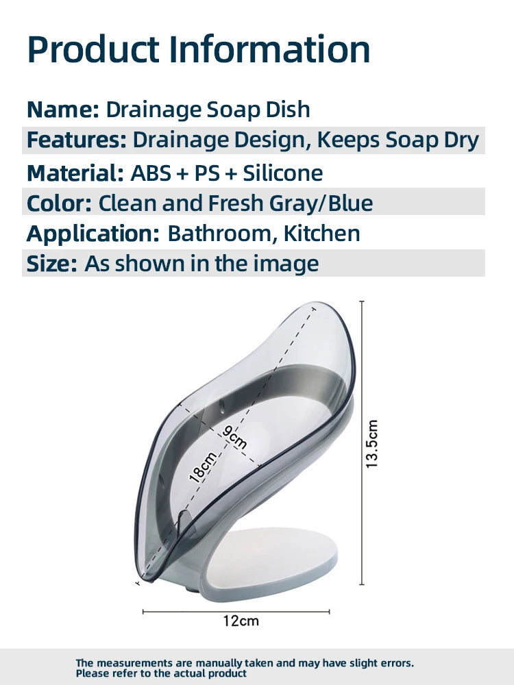 Multifunctional Drainage Soap Dish with Detachable Base, ABS + PS + Silicone, Grey/Blue, for Bathroom & Kitchen