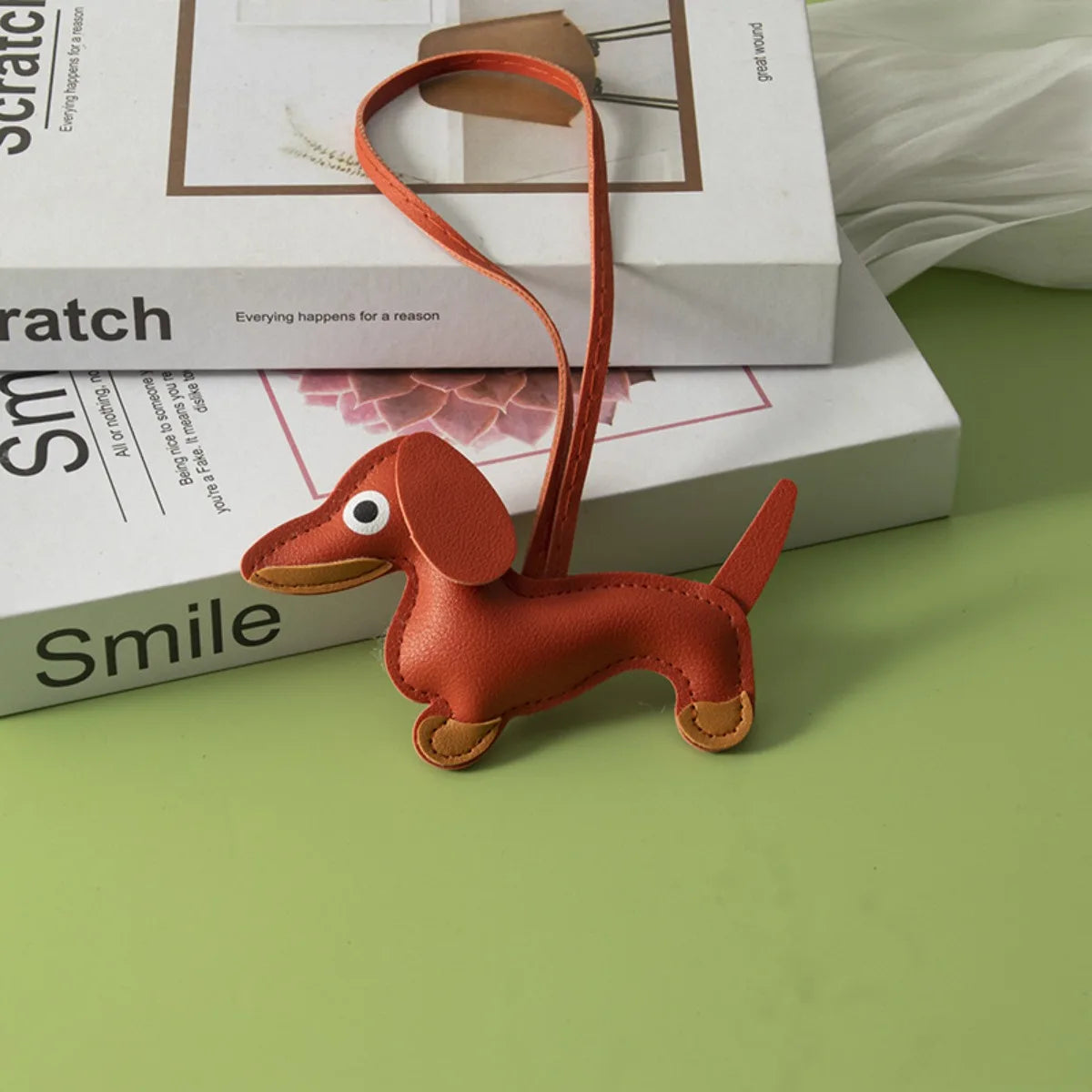 Cute Dachshund Shaped Leather Keychain Bag Hanger-Inspired by Cute Lucy Couple's Keychain Car Ornament