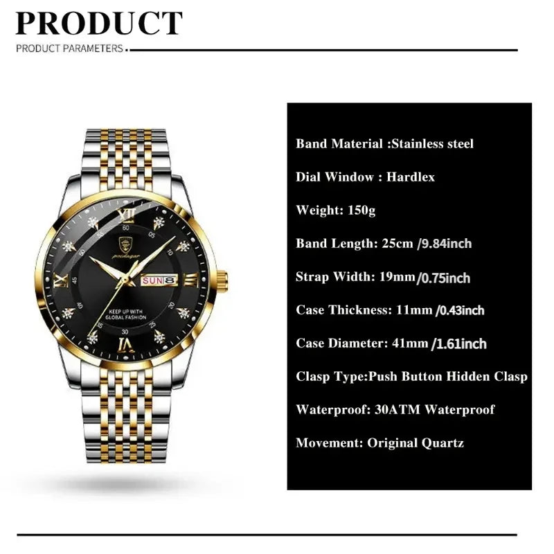 POEDAGAR Luxury Brand Men Watches Waterproof Luminous  Stainless Steel Quartz Man Wristwatch Casual Sports Watch For Men relogio