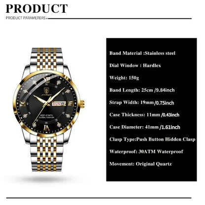 POEDAGAR Luxury Brand Men Watches Waterproof Luminous  Stainless Steel Quartz Man Wristwatch Casual Sports Watch For Men relogio
