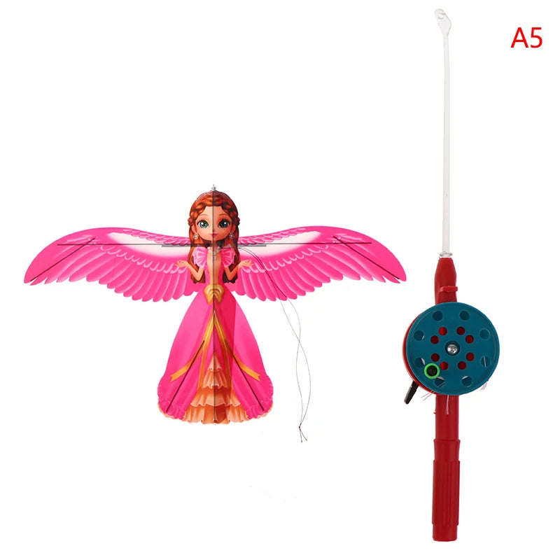 Cartoon Children Kite Mini Plastic Toys Kite + 40cm Hand Brake Fishing Rod Outdoor Fun Sports Toys Kites For Kids Gifts