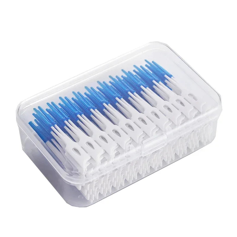 200/400pcs Interdental Silicone Brushes Dental Toothpicks Brush Between Teeth Silicone Toothpicks With Thread Oral Cleaning Tool