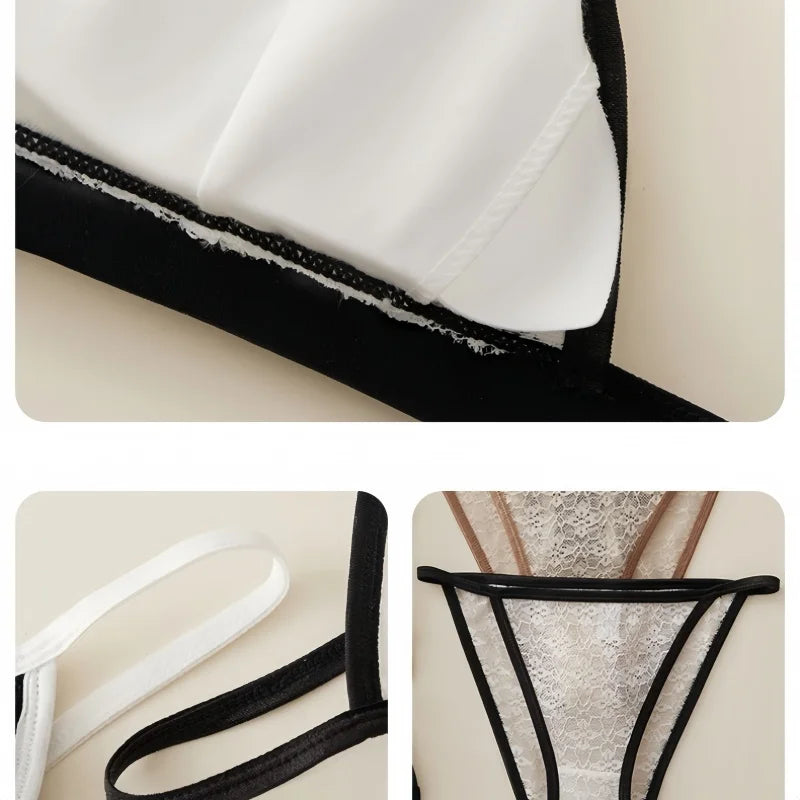 Women Lace Bra And Panties Set Non-wire Push Up Bralette Transparent Low Rise Panties Sexy Lingerie Set Female Lace Underwear