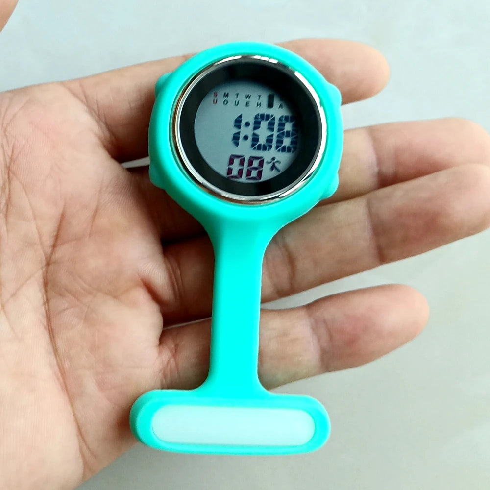 Unisex Nurse Doctor Hospital Medical Workers Alarm Luminous Brooches Pins Digital Electronic FOB Pocket Watches Hang Clock Gifts