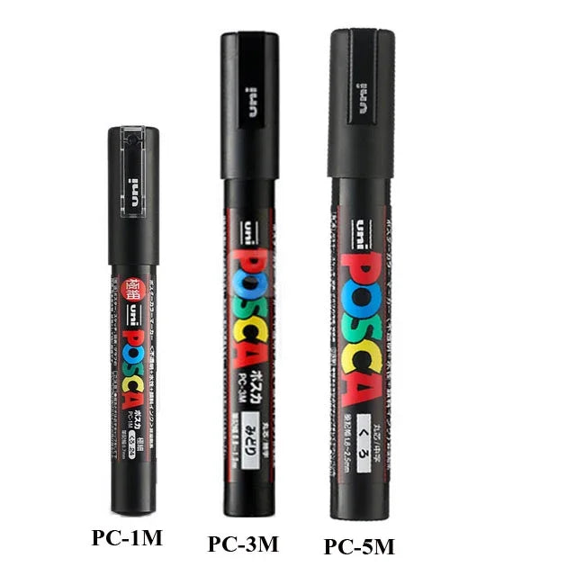 UNI POSCA Markers Set PC-1M/3M/5M Permanent Acrylic Paint Pen Quick Dry Graffiti Painting Art Supplies Japanese Stationery