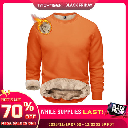 TACVASEN Winter Thicken Fleece Crewneck Sweatshirt Mens Warm Sherpa Lined Heavy Winter Pullover Basic Tops Shirts No Hood Hoodie