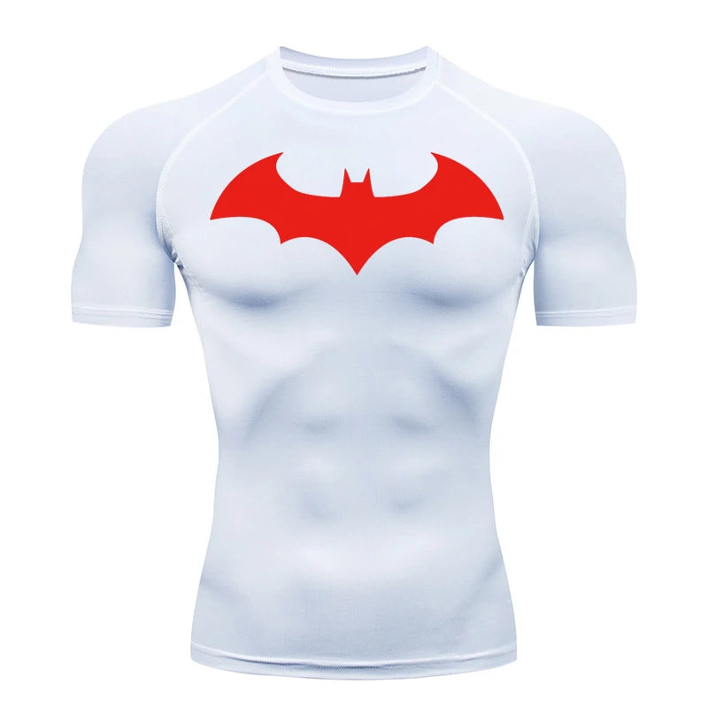 Bat Graphic Compression Shirts for Men Short Sleeve Rash Guard Gym Workout Running Tshirt Summer Athletic Quick Dry Tees Tops