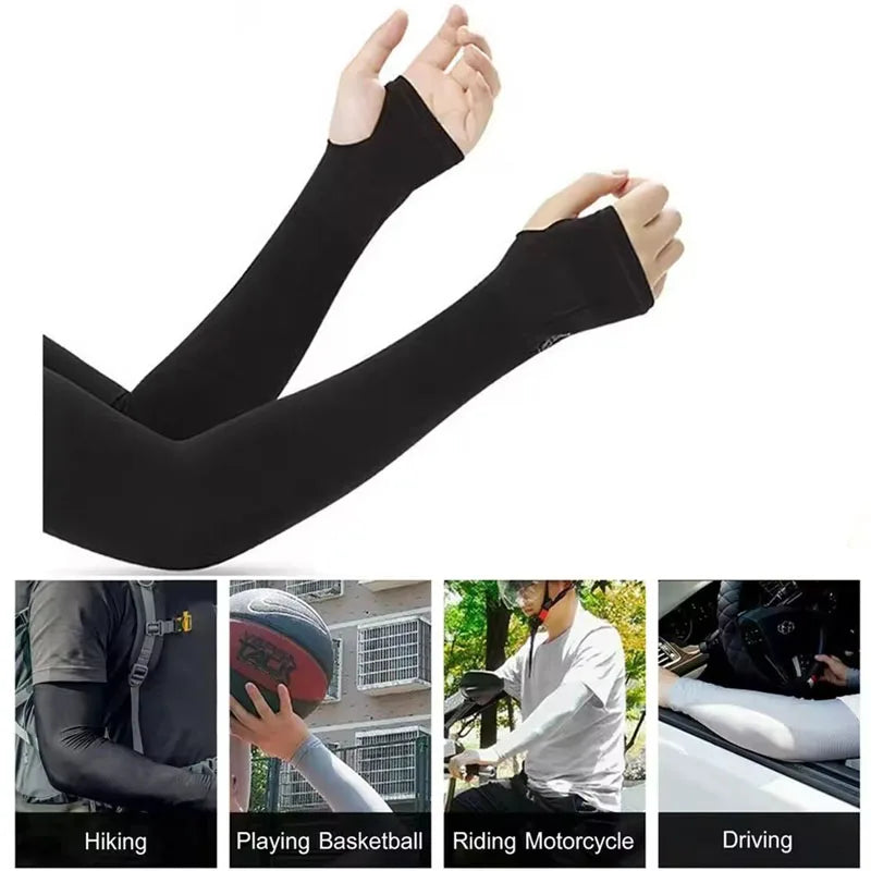 Summer Thin Cycling Ice Silk Sleeves for Men and Women Outdoor Sports Driving UV Protection Cycling Arm Covers
